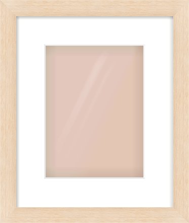 Natural Wood Flat Frame for 18 × 24cm artwork, with Smooth White Single Mount