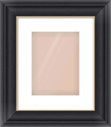 Black/Gold Scoop Frame for 18 × 24cm artwork, with Smooth White Single Mount