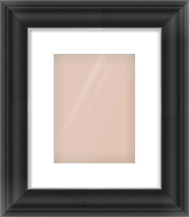 Black/Silver Scoop Frame for 18 × 24cm artwork, with Smooth White Single Mount