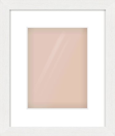 White Stain Flat Frame for 18 × 24cm artwork, with Smooth White Single Mount