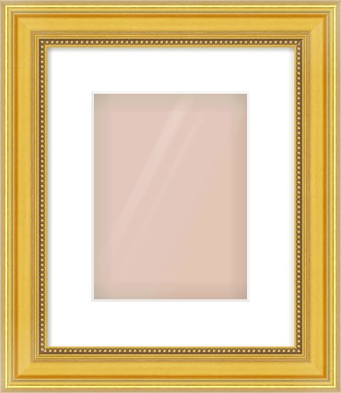 Gold Spoon Frame for 18 × 24cm artwork, with Smooth White Single Mount