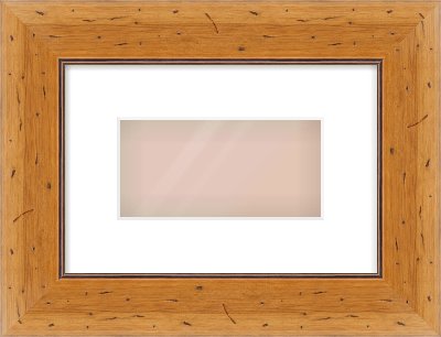 Distressed Pine Reverse Frame for 20 × 10cm artwork, with Smooth White Single Mount