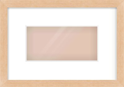 Light Oak Veneer Flat Frame for 20 × 10cm artwork, with Smooth White Single Mount