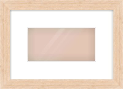 Light Oak Veneer Flat Frame for 20 × 10cm artwork, with Smooth White Single Mount