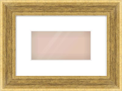 Gold Flat Frame for 20 × 10cm artwork, with Smooth White Single Mount