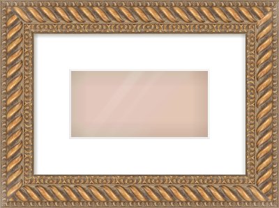 Gold Rope Frame for 20 × 10cm artwork, with Smooth White Single Mount