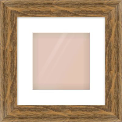 Characteristic Brown Flat Frame for 20 × 20cm artwork, with Smooth White Single Mount