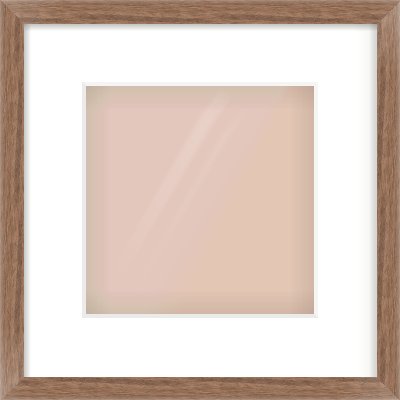 Walnut Flat Frame for 20 × 20cm artwork, with Smooth White Single Mount