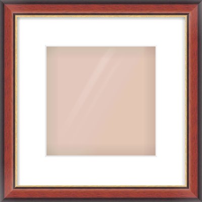 Brown Cushion Frame for 20 × 20cm artwork, with Smooth White Single Mount