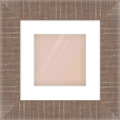 Rough Cut Effect Flat Frame for 20 × 20cm artwork, with Smooth White Single Mount