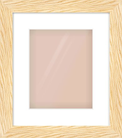 Natural Wood Reverse Frame for 20 × 25cm artwork, with Smooth White Single Mount