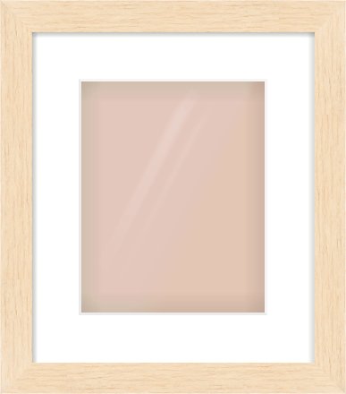 Natural wood Flat Frame for 20 × 25cm artwork, with Smooth White Single Mount