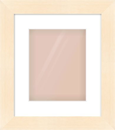 Natural Wood Flat Frame for 20 × 25cm artwork, with Smooth White Single Mount
