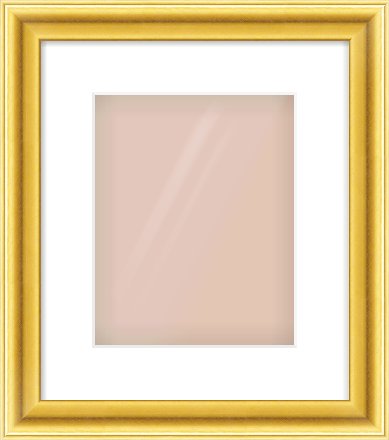 Gold Cushion Frame for 20 × 25cm artwork, with Smooth White Single Mount
