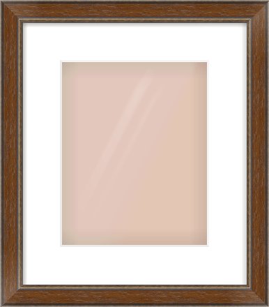 Walnut / Pewter Reverse Frame for 20 × 25cm artwork, with Smooth White Single Mount