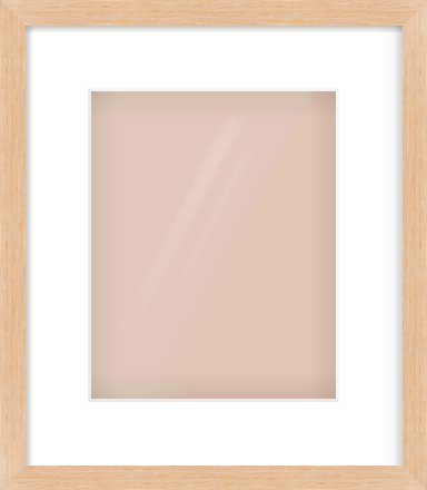 Light Oak Veneer Flat Frame for 20 × 25cm artwork, with Smooth White Single Mount