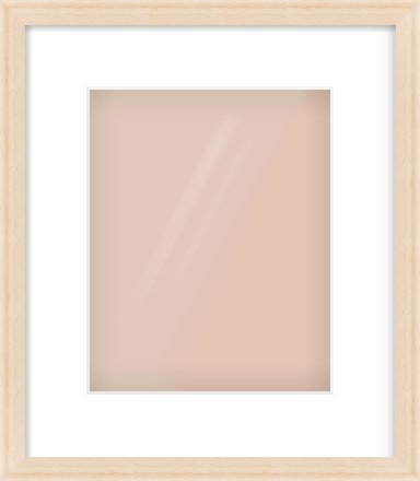 Natural Wood Flat Frame for 20 × 25cm artwork, with Smooth White Single Mount