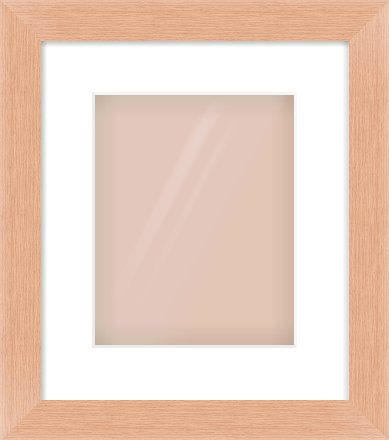 Oak Effect Flat Frame for 20 × 25cm artwork, with Smooth White Single Mount