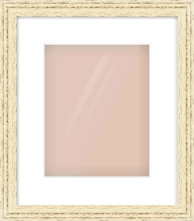 Distressed Cream Wood Grain Flat Frame for 20 × 25cm artwork, with Smooth White Single Mount