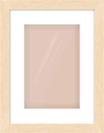 Natural wood Flat Frame for 20 × 30cm artwork, with Smooth White Single Mount