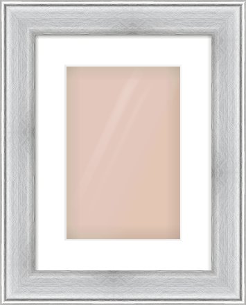 Brushed Silver Cushion Frame for 20 × 30cm artwork, with Smooth White Single Mount