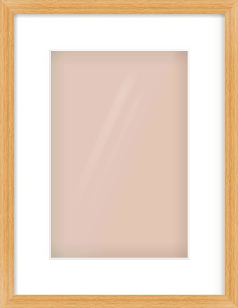Oak Veneer Flat Frame for 20 × 30cm artwork, with Smooth White Single Mount