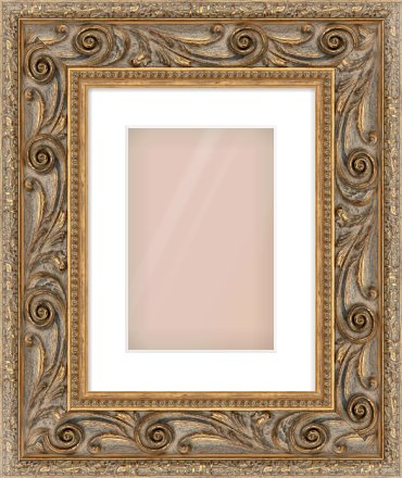 Gold Spoon Frame for 20 × 30cm artwork, with Smooth White Single Mount
