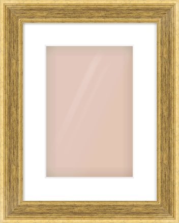 Gold Flat Frame for 20 × 30cm artwork, with Smooth White Single Mount