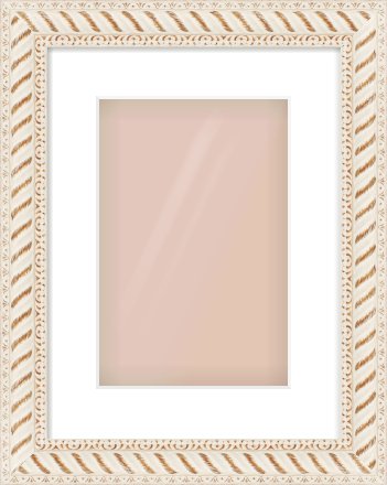 Off White & Gold Dome Frame for 20 × 30cm artwork, with Smooth White Single Mount