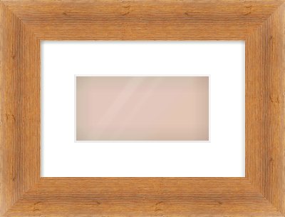 Antique Pine Flat Frame for 8 × 4in artwork, with Smooth White Single Mount