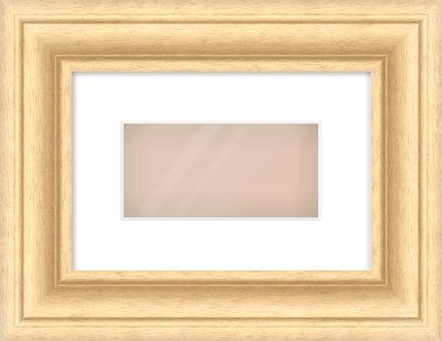 Natural Wood Scoop Frame for 8 × 4in artwork, with Smooth White Single Mount