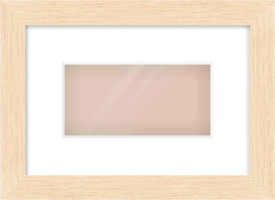 Natural wood Flat Frame for 8 × 4in artwork, with Smooth White Single Mount
