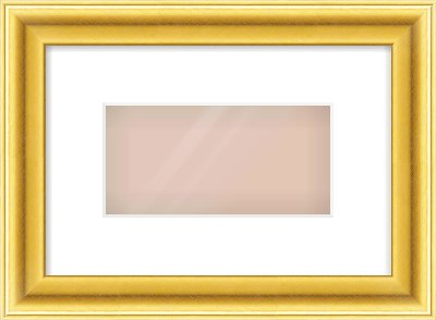 Gold Cushion Frame for 8 × 4in artwork, with Smooth White Single Mount