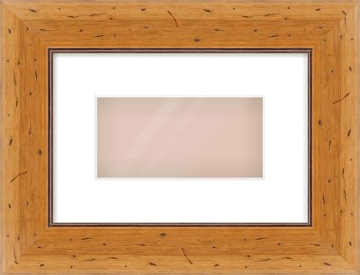 Distressed Pine Reverse Frame for 8 × 4in artwork, with Smooth White Single Mount