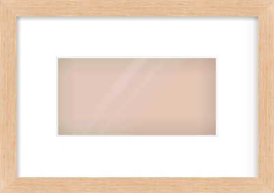 Light Oak Veneer Flat Frame for 8 × 4in artwork, with Smooth White Single Mount