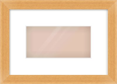 Oak Veneer Flat Frame for 8 × 4in artwork, with Smooth White Single Mount