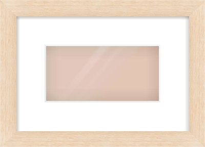Natural Wood Flat Frame for 8 × 4in artwork, with Smooth White Single Mount