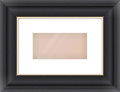 Black/Gold Scoop Frame for 8 × 4in artwork, with Smooth White Single Mount