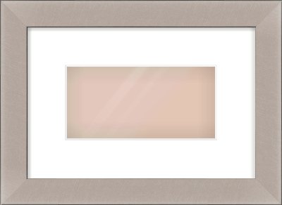 Brushed Silver & Black Sided Flat Frame for 8 × 4in artwork, with Smooth White Single Mount
