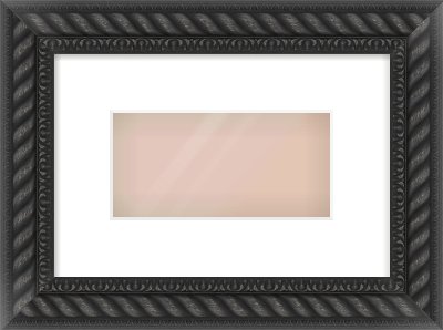 Black/Gold Dome Frame for 8 × 4in artwork, with Smooth White Single Mount