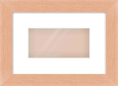 Oak Effect Flat Frame for 8 × 4in artwork, with Smooth White Single Mount