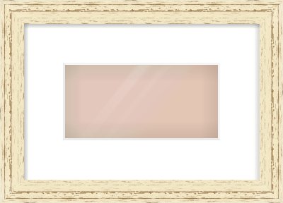 Distressed Cream Wood Grain Flat Frame for 8 × 4in artwork, with Smooth White Single Mount