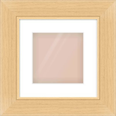Natural Wood Flat Frame for 8 × 8in artwork, with Smooth White Single Mount