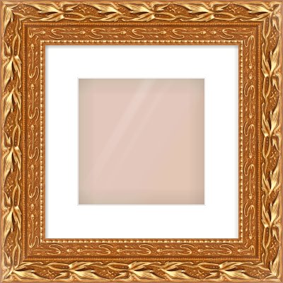 Gold Spoon Frame for 8 × 8in artwork, with Smooth White Single Mount