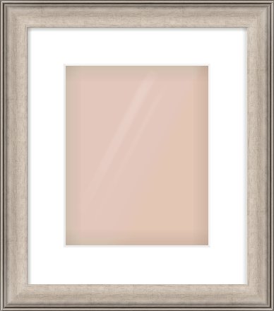 Champagne Silver Scoop Frame for 8 × 10in artwork, with Smooth White Single Mount