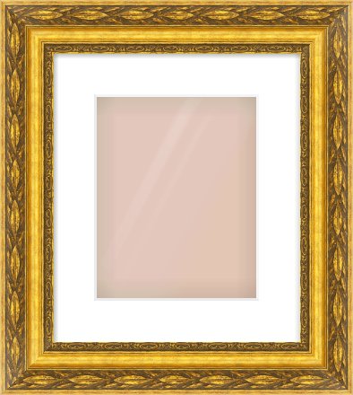 Gold Spoon Frame for 8 × 10in artwork, with Smooth White Single Mount