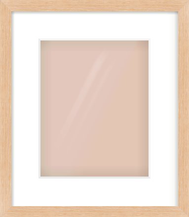 Light Oak Veneer Flat Frame for 8 × 10in artwork, with Smooth White Single Mount