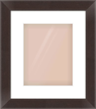Brown Flat Frame for 8 × 10in artwork, with Smooth White Single Mount
