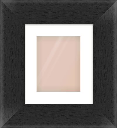 Black Flat Frame for 8 × 10in artwork, with Smooth White Single Mount