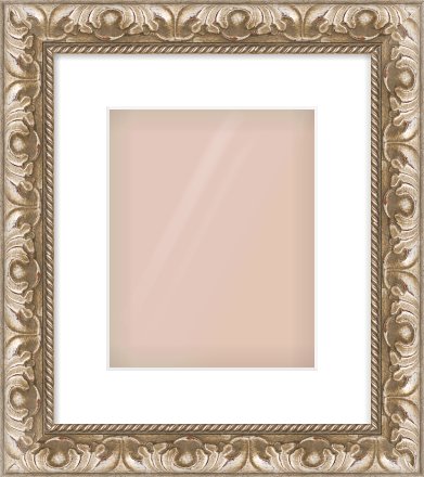 Silver Scoop Frame for 8 × 10in artwork, with Smooth White Single Mount